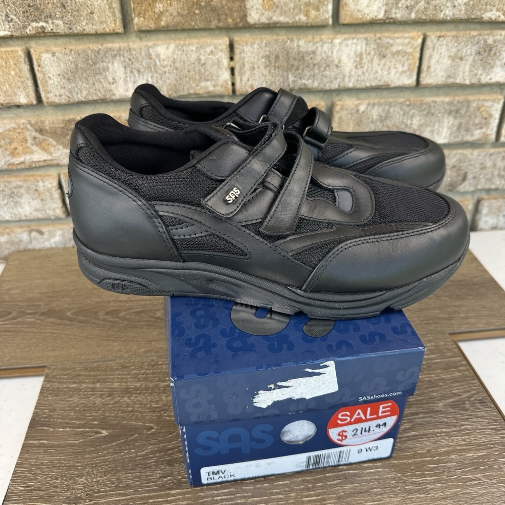 SAS TMV EZ Strap Sneaker Black Women's Size 9 W3 Triple Wide Walking